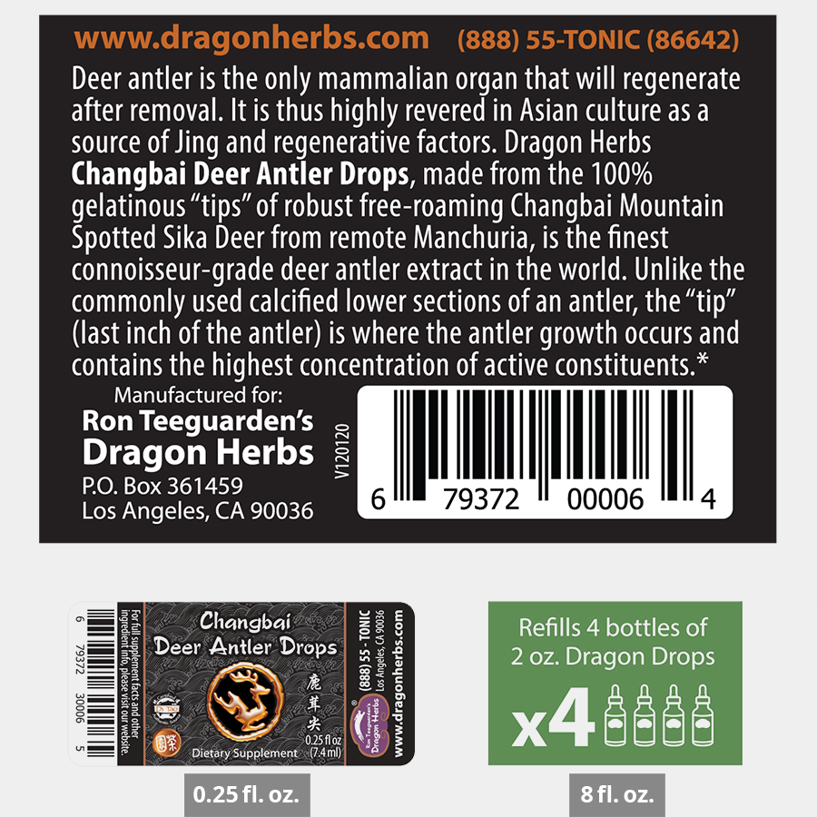 Dragon Herbs Changbai Deer Antler Drops 2fl oz (60ml)
