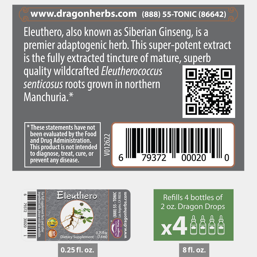 Dragon Herbs Eleuthero Drops 60 ml, 2fl.oz