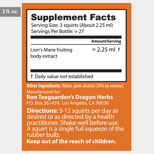 Dragon Herbs Lion's Mane Drops 2 fl. oz. (60 ml)