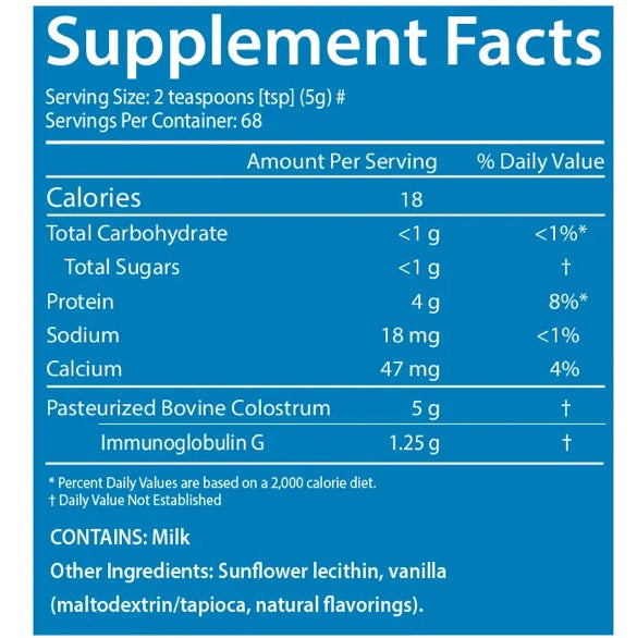 Sovereign Laboratories - Colostrum-LD® Liposomal Colostrum Powder - Vanilla Flavour (340g/12oz/68servings)