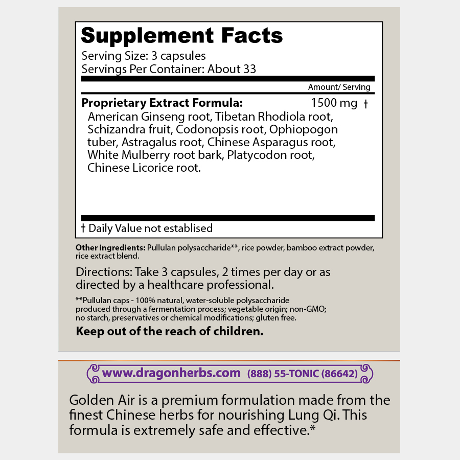 Dragon Herbs - Golden Air 500mg 100caps