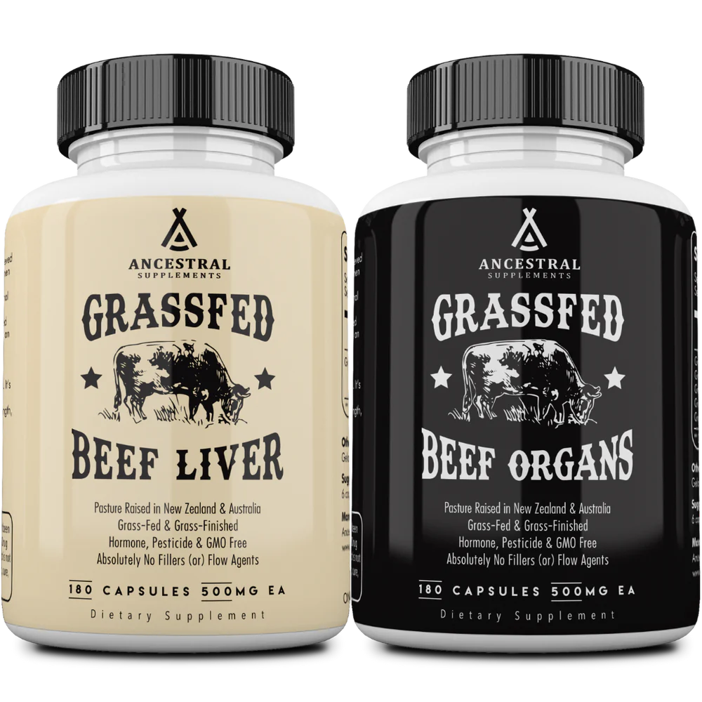 Ancestral Supplements - Beef Liver & Beef Organs Bundle (Supports energy, digestion, detox, and whole body health)