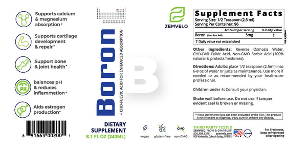 Zemvelo - BORON 240ml / 8oz (previously mineralife)