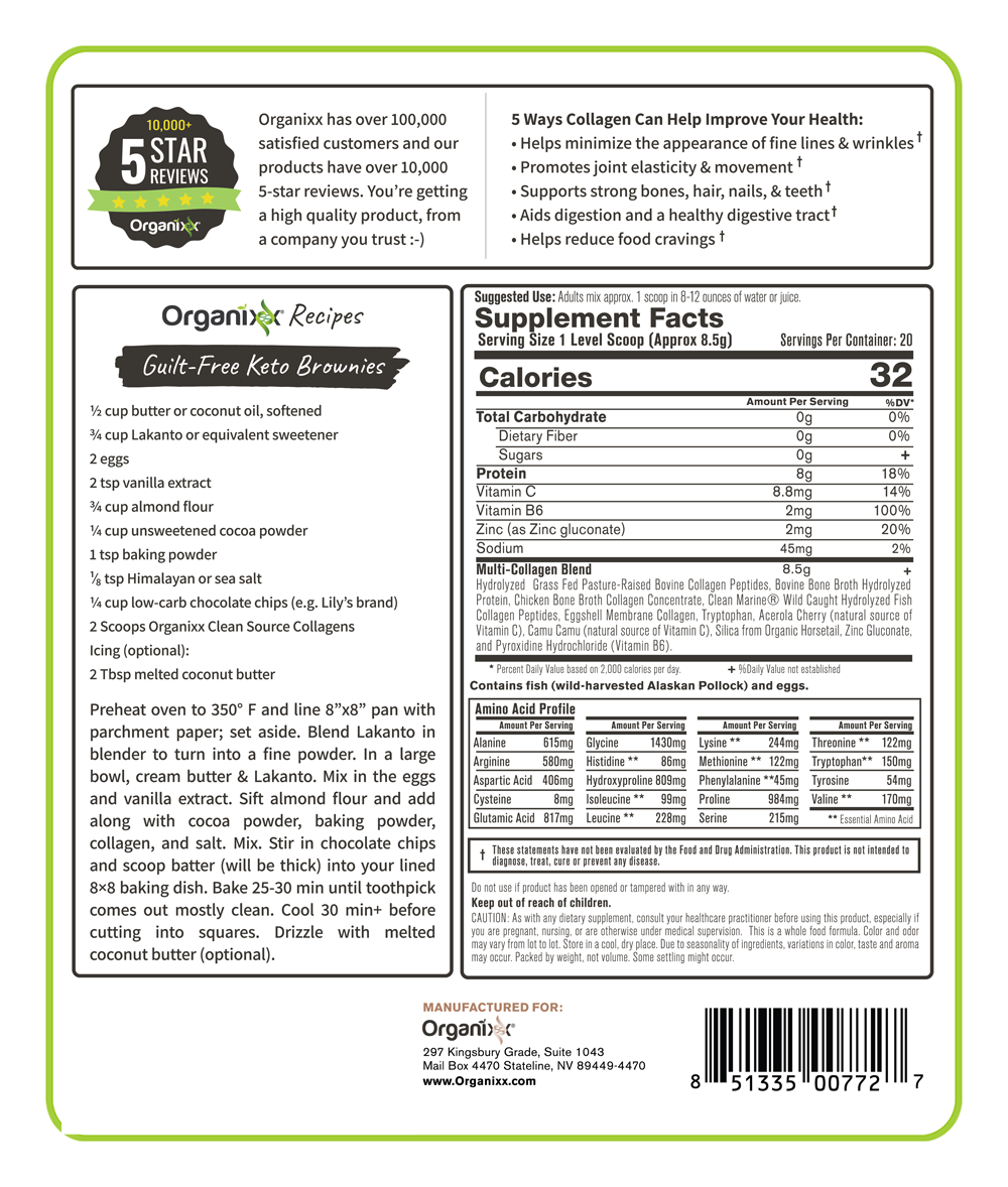 Organixx - Clean Sourced Collagens 170g (20 Servings)