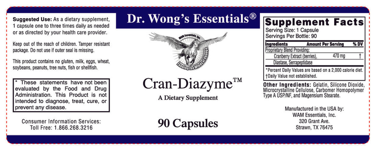 Cran-Diazyme™ (Cranberry Extract) 90 Caps (WAM Essentials)