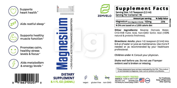 Zemvelo - MAGNESIUM 240ml / 8floz (previously Mineralife)