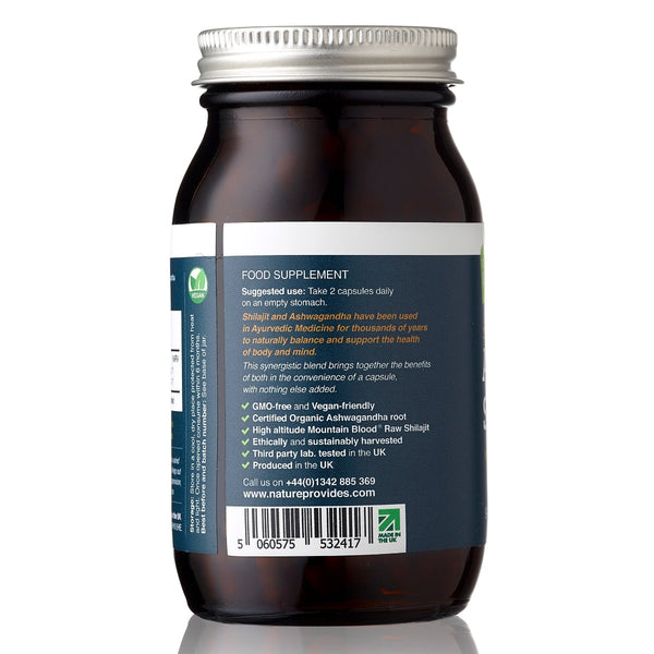 Nature Provides - Ayurvedic Shilajit (1000MG) and Organic Ashwagandha Root - 90 VEGAN CAPSULES