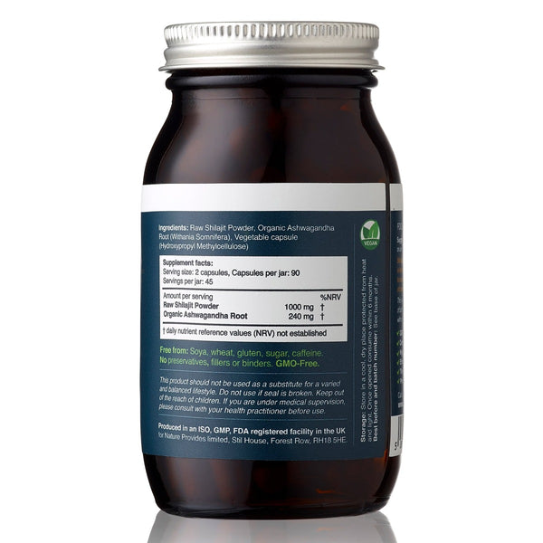Nature Provides - Ayurvedic Shilajit (1000MG) and Organic Ashwagandha Root - 90 VEGAN CAPSULES