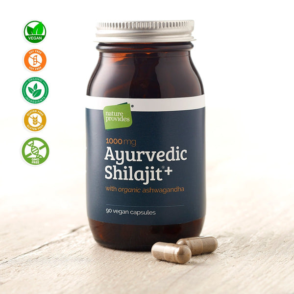 Nature Provides - Ayurvedic Shilajit (1000MG) and Organic Ashwagandha Root - 90 VEGAN CAPSULES