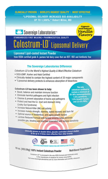 Sovereign Labs - Colostrum LD® Powder, Organic Vanilla Flavor - 50g Sample bag