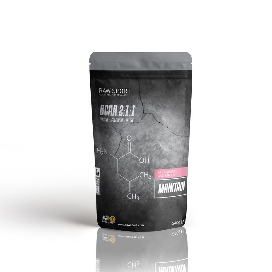 Raw Sport Strawberries And Cream Branched Chain Amino (BCAA) Maintain 240g