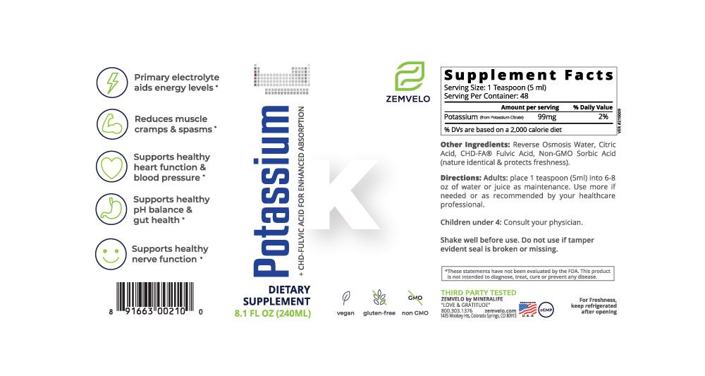 Zemvelo - POTASSIUM 240ml / 8floz (previously Mineralife)