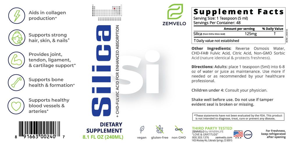 Zemvelo - Silica 240ml / 8floz (previously Mineralife)