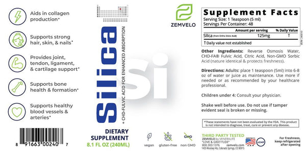 Zemvelo - Silica 240ml / 8floz (previously Mineralife)