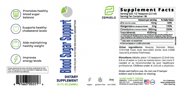 Zemvelo - Blood Sugar Support 240ml / 8floz (previously Mineralife)