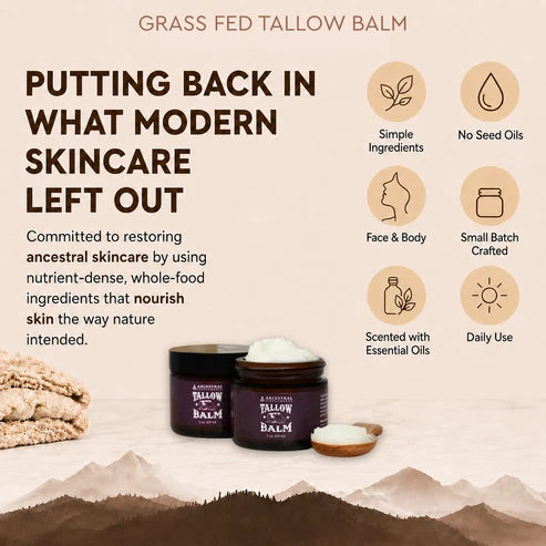 Ancestral Supplements - Grass Fed Beef Tallow Balm 59ml