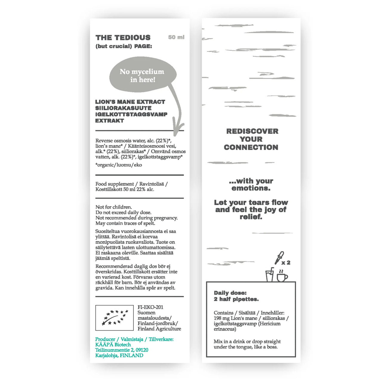 KÄÄPÄ Mushrooms - Lion’s Mane Organic Liquid Extract Tincture (50ml)