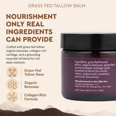 Ancestral Supplements - Grass Fed Beef Tallow Balm 59ml