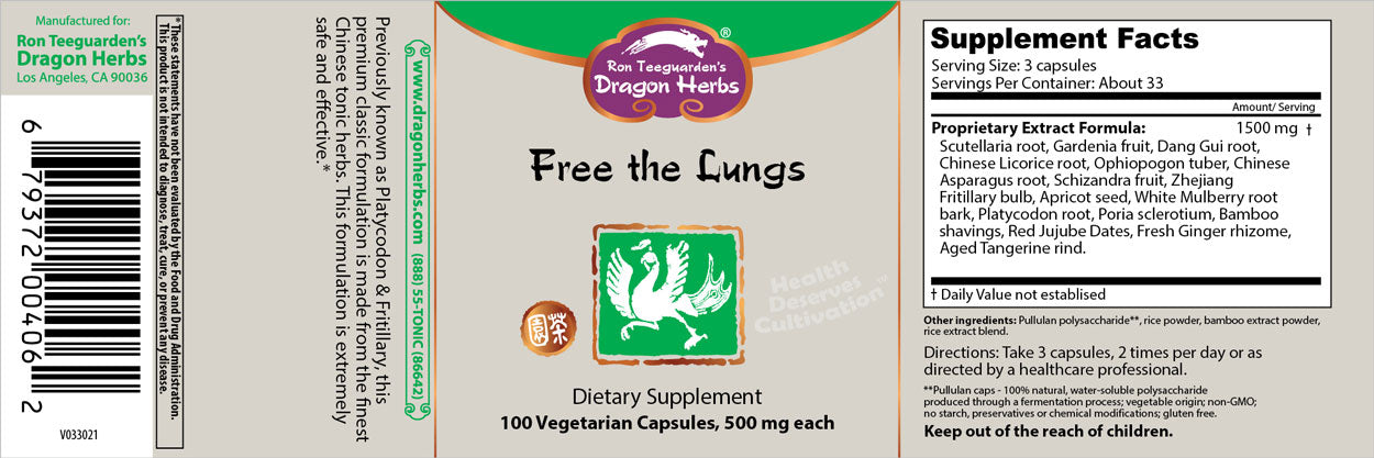 Dragon Herbs Free the Lungs 500mg 100 caps