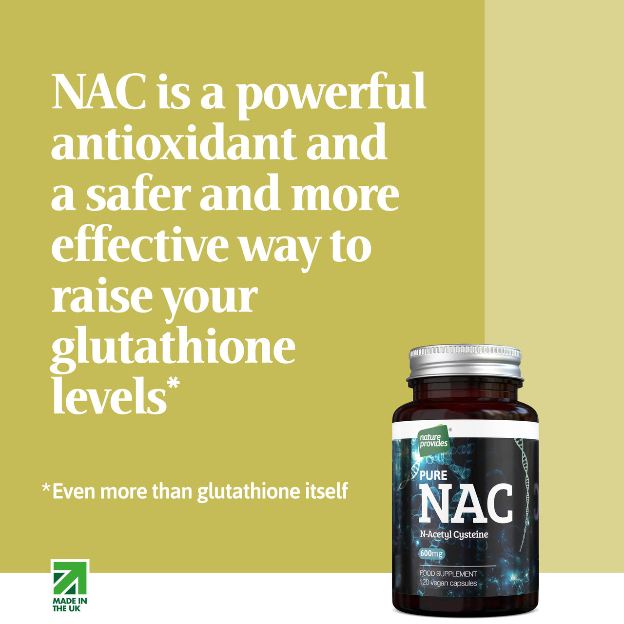 NAC N-Acetyl Cysteine (Free-form & 100% Pure) - 120 capsules