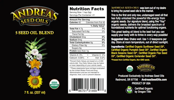 Andreas Seed Oils - Organic Five Seed Seed Oil (7floz/207ml)