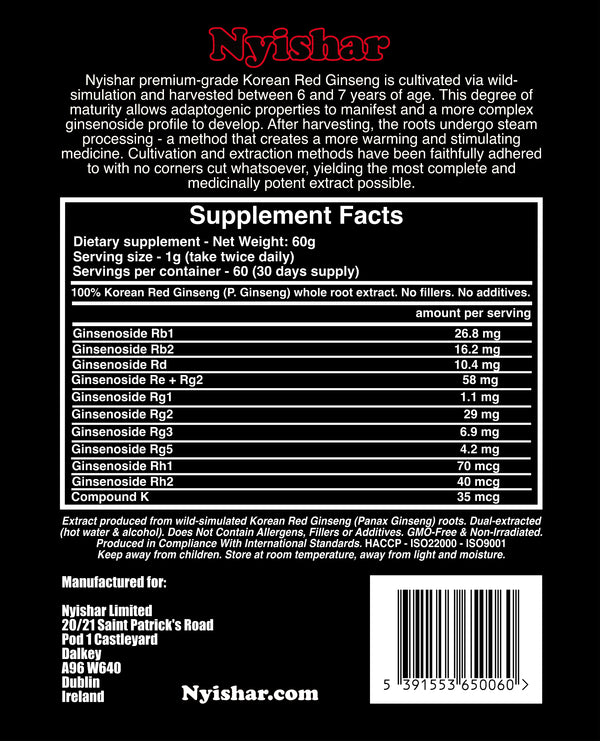 Nyishar - RenShen Korean Red Ginseng Extract - 60g Powder