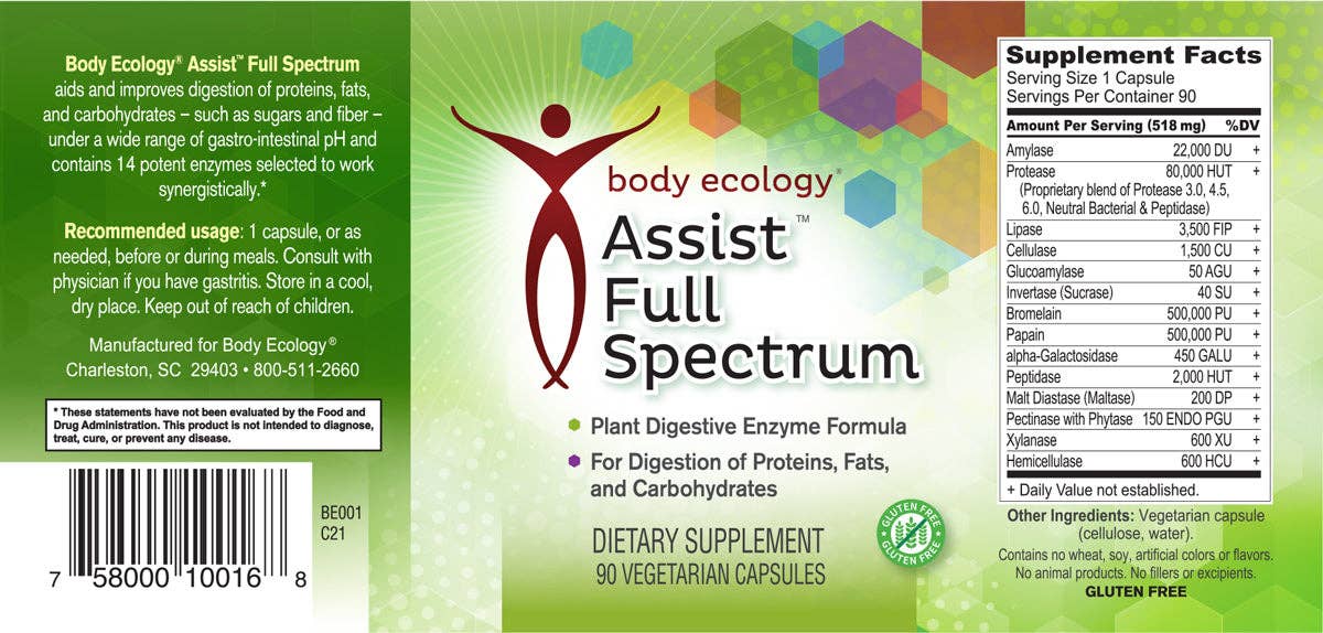 Body Ecology - Assist Full Spectrum Enzymes (90caps)