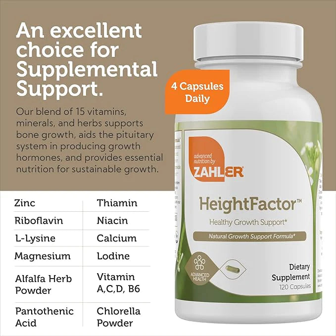 Zahler - HeightFactor 120 capsules | Healthy Growth Bone Growth Supplement