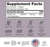 Thumbnail for Zahler - Vitamin D3 5000iu 120 Softgels