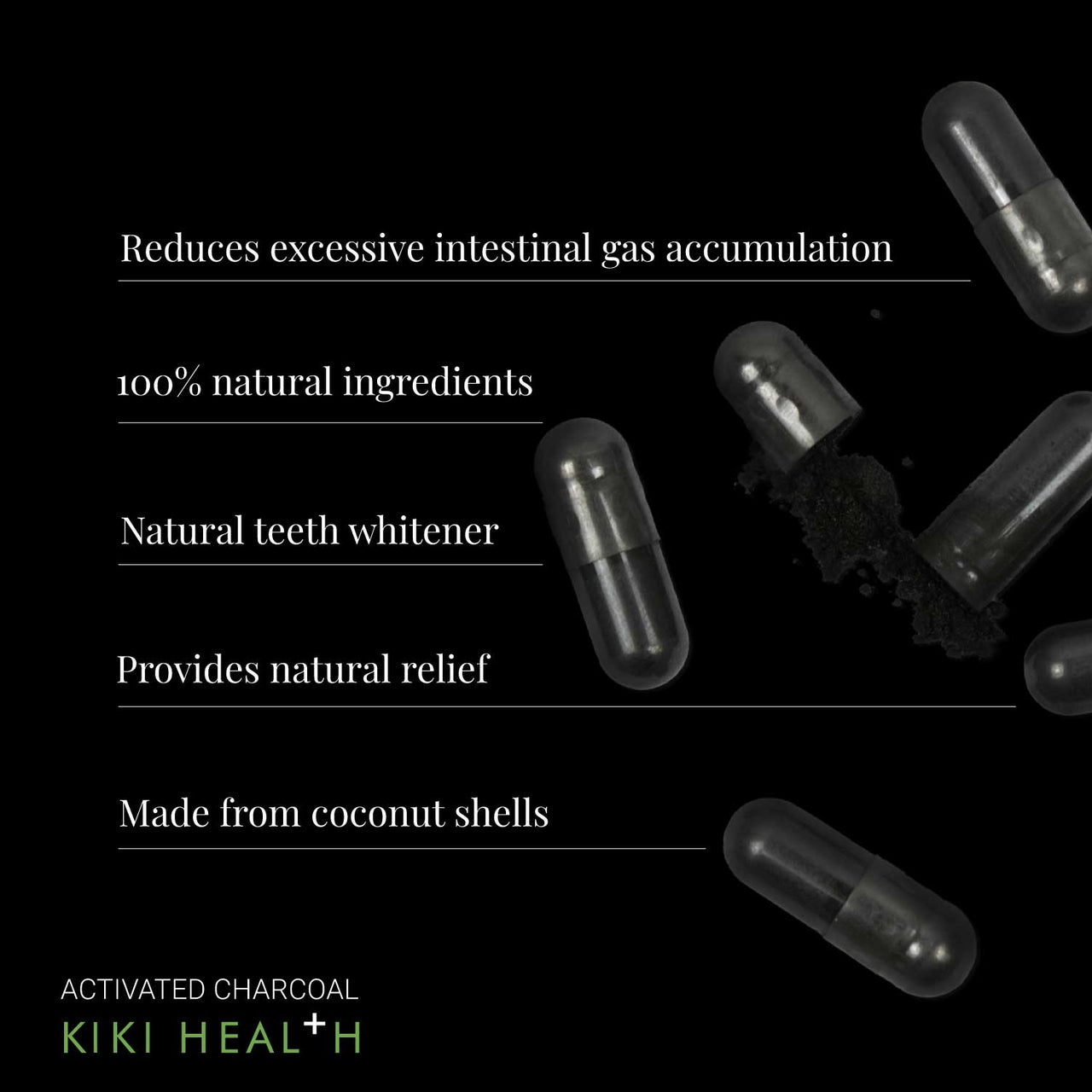 Kiki Health - Activated Charcoal 50 Vegicaps (300mg)