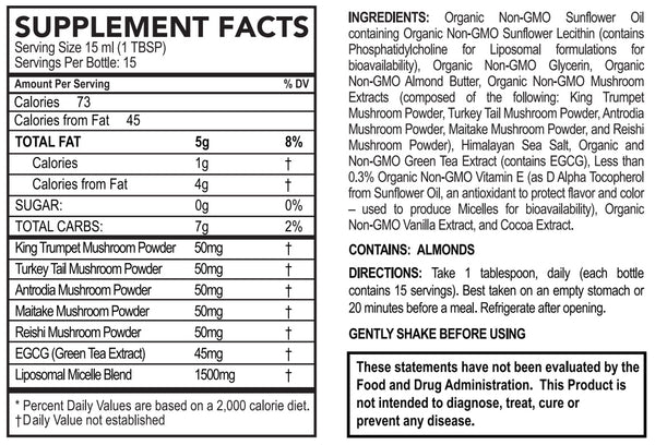 Purality Health - PureDose® Liposomal Mushroom Mindboost 225ml (5x Mushroom blend)