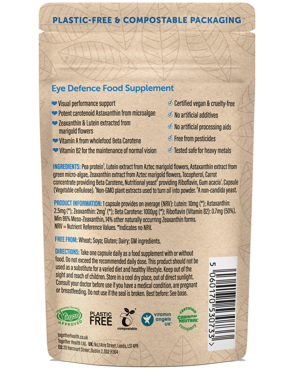 Eye Defence (Lutein, Zeaxanthin, Astaxanthin and Beta-carotene) – 30 Capsules