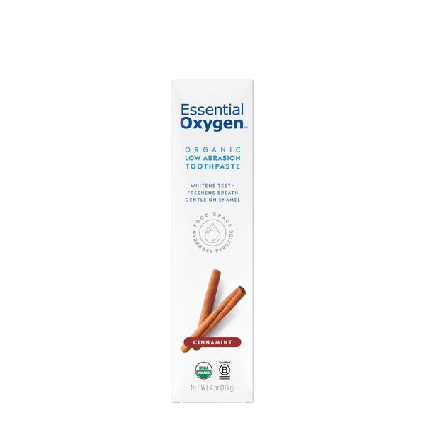 Essential Oxygen | Organic Low Abrasion Toothpaste 4oz | Cinnamint