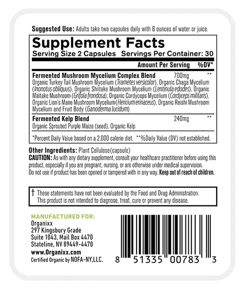 Organixx - 7M+ (60caps) (medicinal mushroom blend)