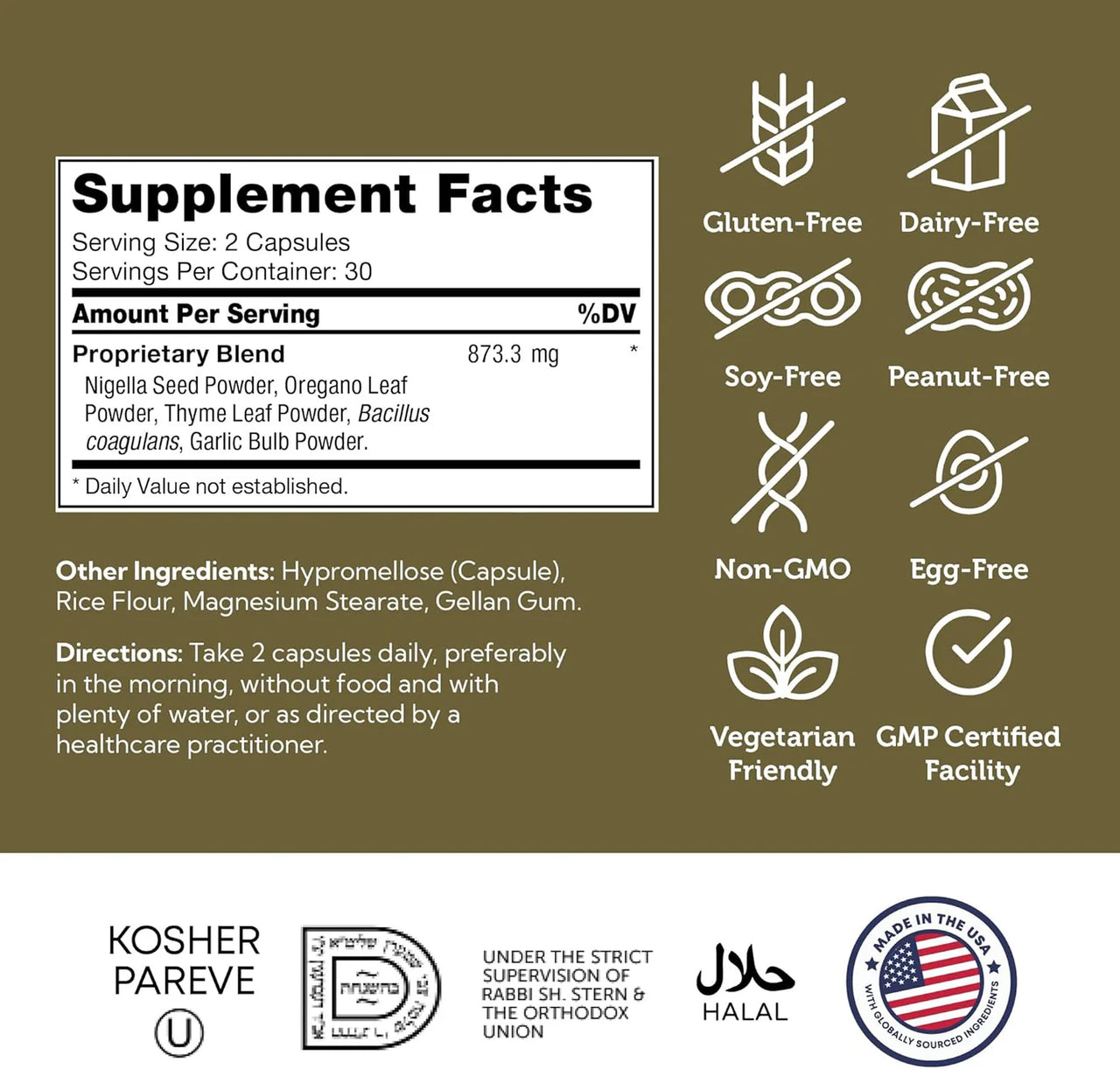 Zahler - CandAid Probiotics 60 capsules | Intestinal Health and Yeast Balance with Oregano and Garlic
