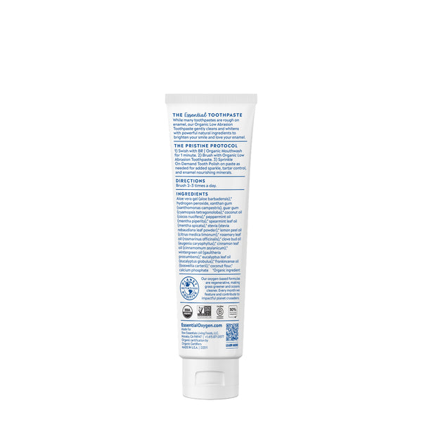 Essential Oxygen | Organic Low Abrasion Toothpaste 4oz | Wintergreen