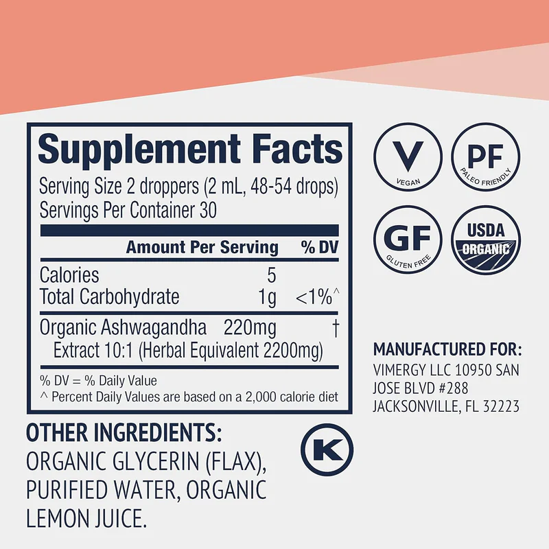 Vimergy Herbs - Ashwagandha 55ml (Trial Size)