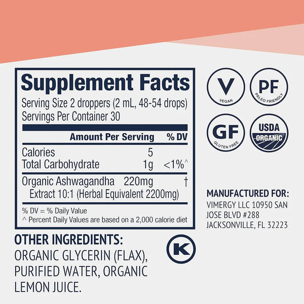 Vimergy Herbs - Ashwagandha 55ml (Trial Size)