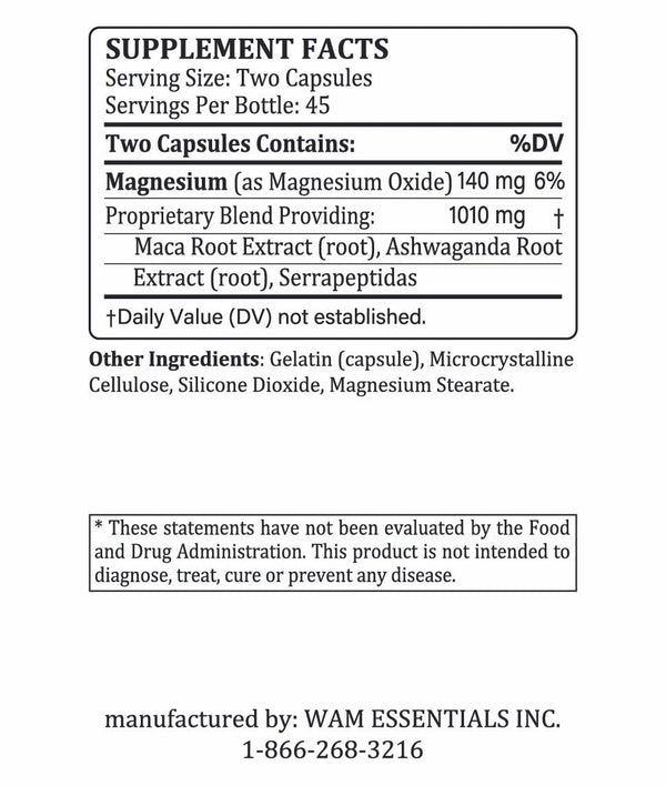Dr Wong’s WAM Essentials – Andeanessence Maxx™ Maca Ashwagandha Root Extract (90caps)