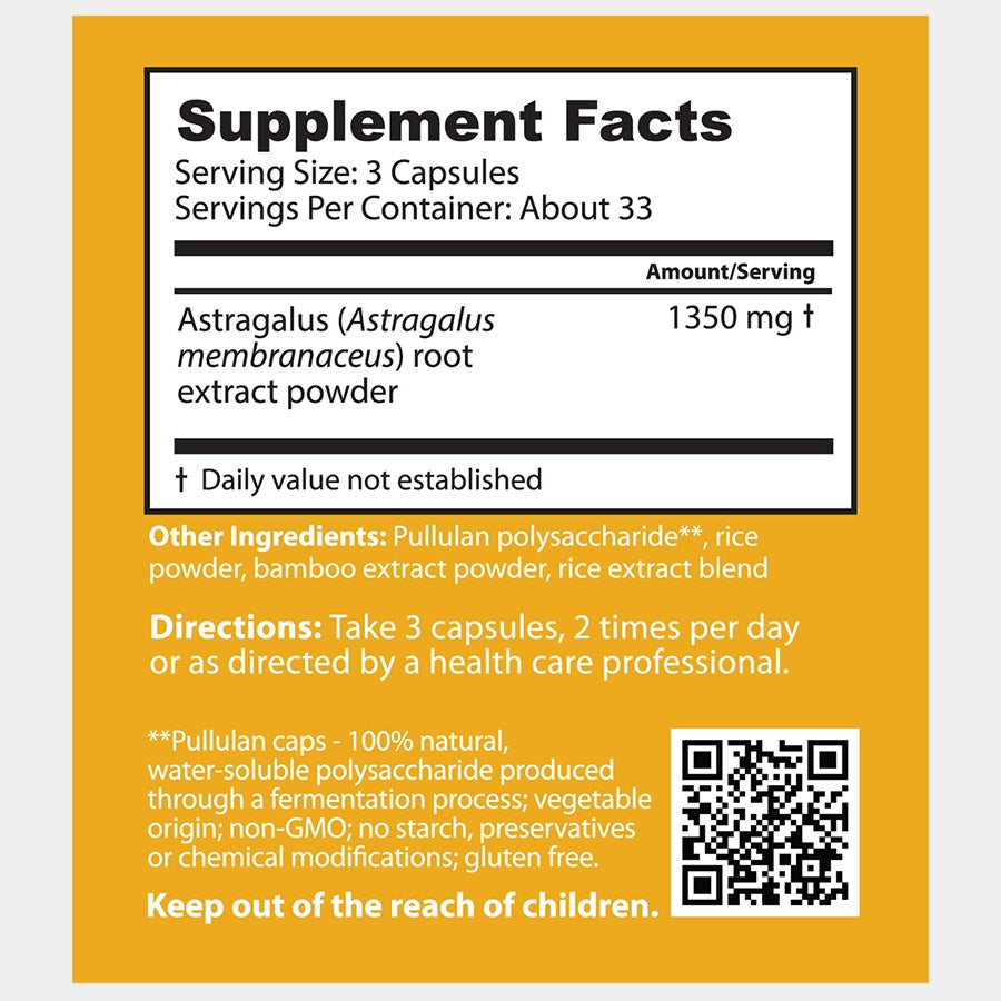 Dragon Herbs Astragalus 100 Capsules (450mg)