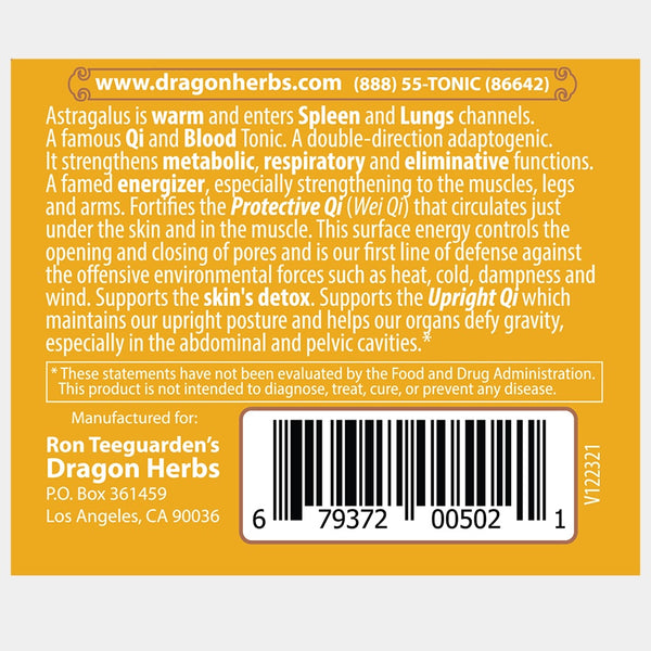 Dragon Herbs Astragalus 100 Capsules (450mg)