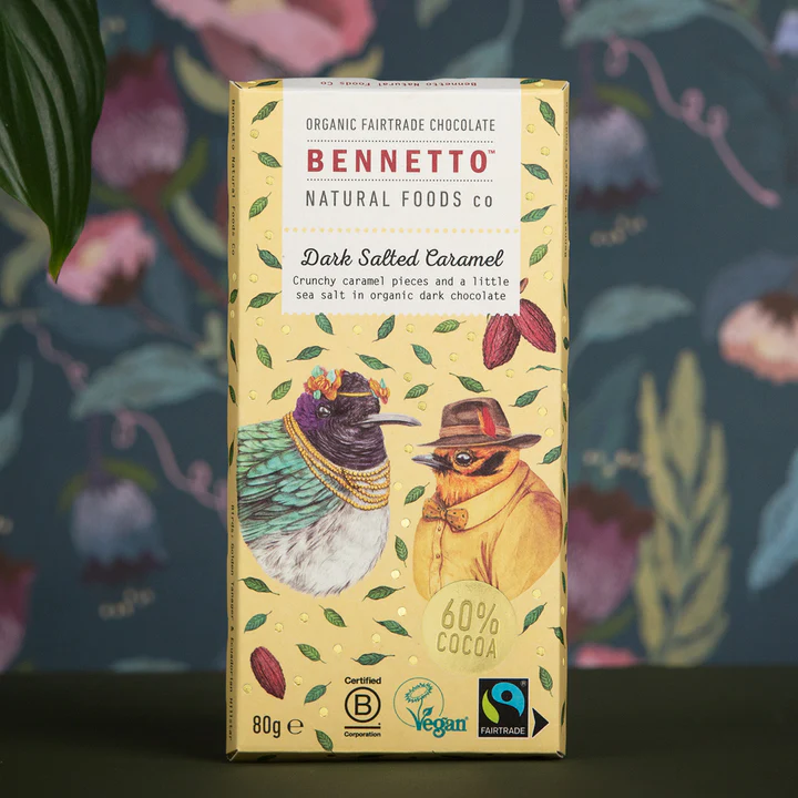 Bennetto - Organic Dark Salted Caramel Chocolate Bar 80g (60% Cocoa)