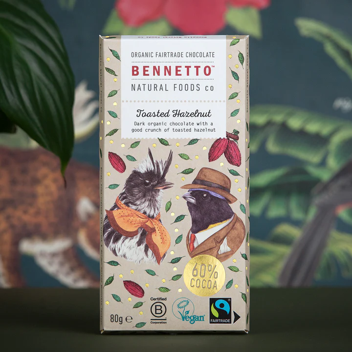 Bennetto - Organic Dark Toasted Hazelnut Chocolate Bar 80g (60% Cocoa)