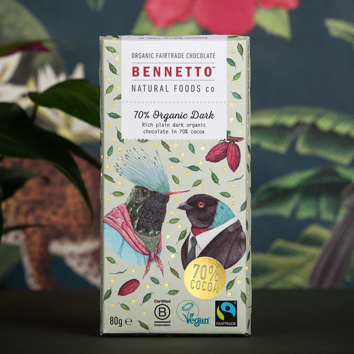 Bennetto - Organic Dark Chocolate Bar 80g (70% Cocoa)