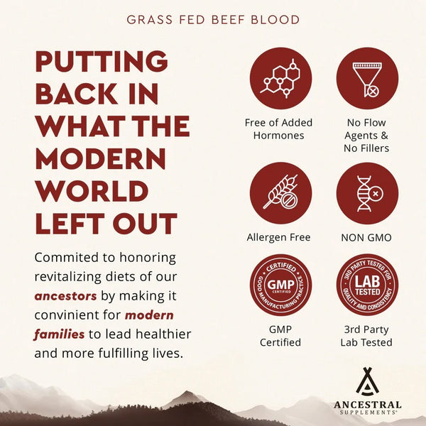 Ancestral Supplements - Grass Fed Blood (180 Capsules / 500mg)