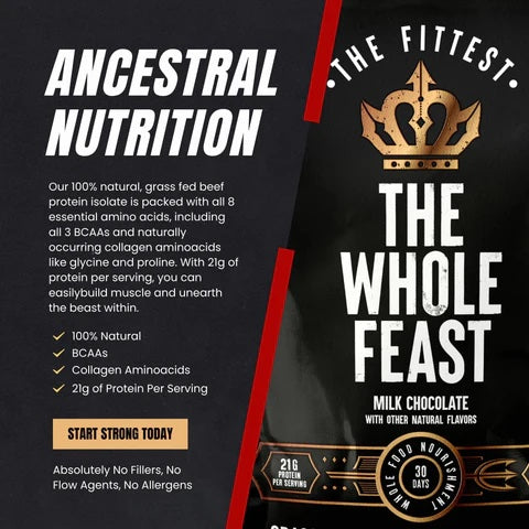 The Fittest - The Whole Feast, Grass-Fed Nose-to-Tail Protein Blend, Milk Chocolate Flavour (780g / approx 30 servings)