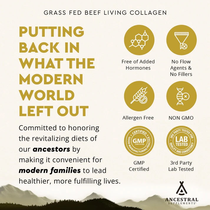 Ancestral Supplements - Grass Fed Living Collagen 180caps 500mg