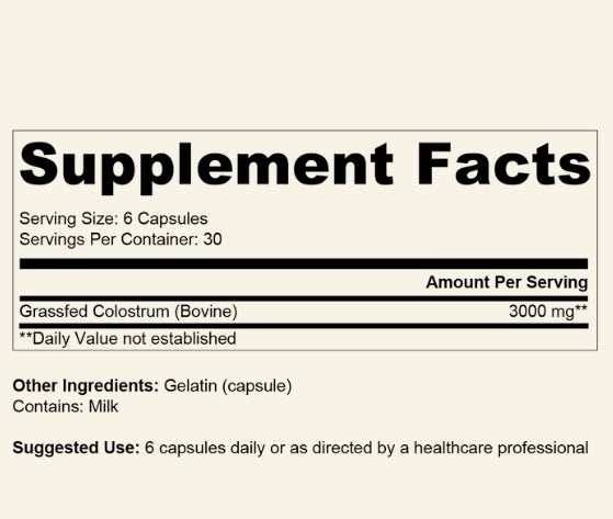 Ancestral Supplements - Grass Fed Colostrum (180 capsules / 500mg)