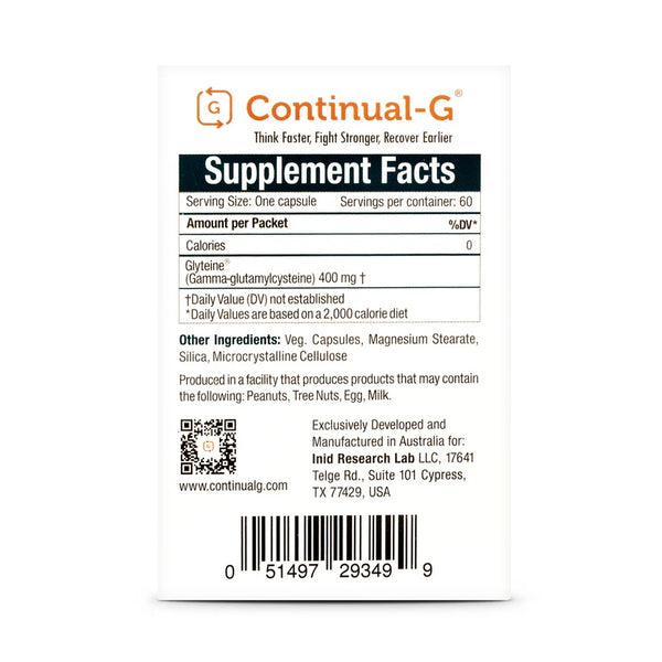 Continual-G Capsules – Glyteine Formula | 30-Day Supply | 400mg Glyteine Per Capsule (60 capsules)