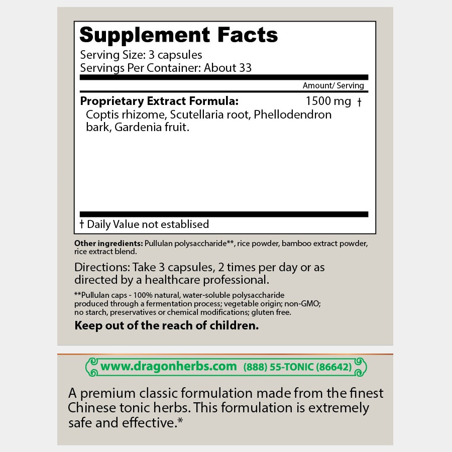 Dragon Herbs Coptis and Scute 100caps (500mg)